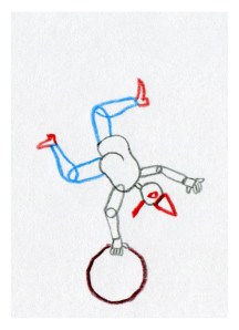 Marionette and circle - Drawing for A Wooden Leg by Luca Dipierro and Leni Zumas (The Walk, 2014)